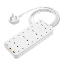 Momax oneplug 8 outlet power strip with usb space white