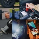 شاحن بطارية سيارة متنقل و منفاخ ومكنسة سيارة مع باور بانك مدمج 10000 مللي أمبير Jump Starter Portable with Air Pump, Vacuum Cleaner, Flashlight And Power Bank