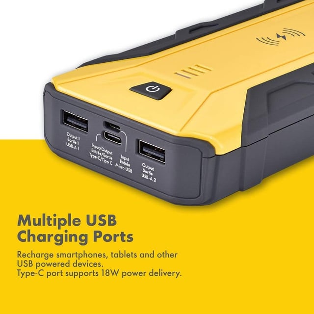 اشتراك للسيارة متنقل شل 12 فولت مع باوربانك 16000 مللي أمبير وشحن لاسلكي Shell Jump Starter with Wireless Charger and Power Bank