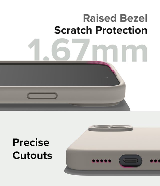 كفر جوال ايفون 15 بلس سيليكون مغناطيسي ماغ سيف شحن لاسلكي من رينجكي لون رملي Ringke Silicone Magnetic Compatible with iPhone 15 Plus Case Cover