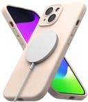 كفر جوال ايفون 15 بلس سيليكون مغناطيسي ماغ سيف شحن لاسلكي من رينجكي لون رملي Ringke Silicone Magnetic Compatible with iPhone 15 Plus Case Cover