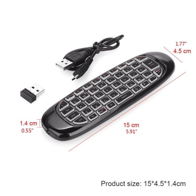 ماوس لاسلكية هوائية مدمجة مع كيبورد باضاءة آر جي بي 7 ألوان من جينيريك C120 RGB 7 Color Backlight Fly Air Mouse Wireless Backlit Keyboard