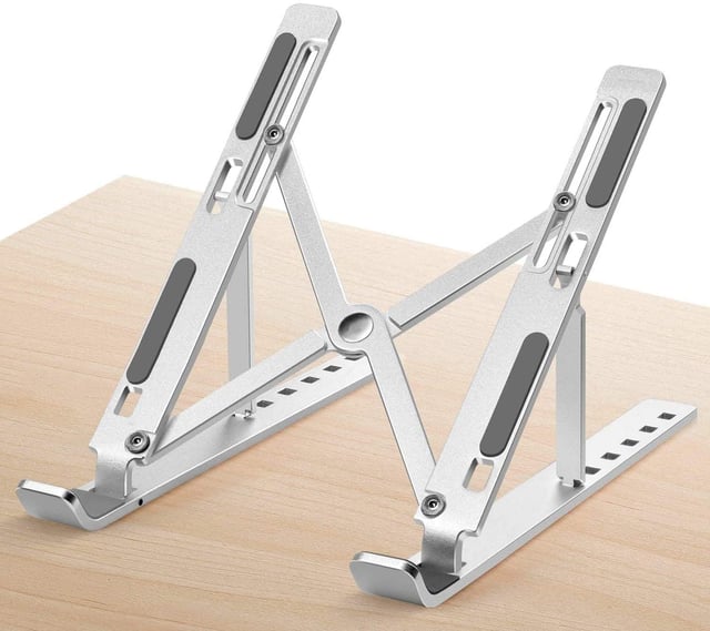 ستاند لابتوب محمول قابل للطي ب 6 درجات من الالمنيوم لون فضي من جينيريك Portable Laptop Stand Aluminum Foldable Notebook Support Laptop Holder Adjustable