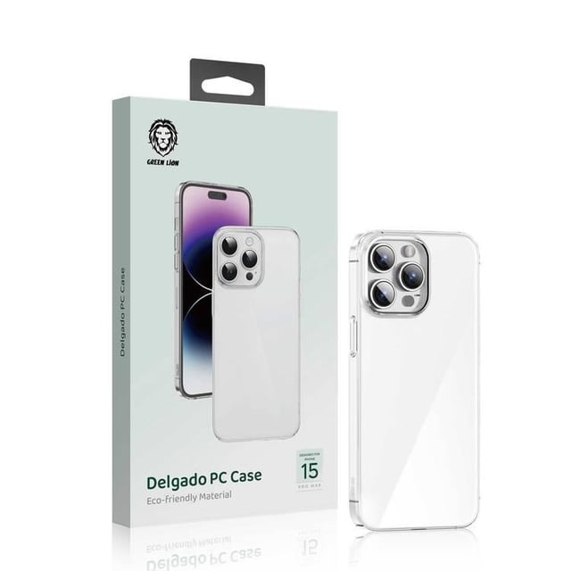 غلاف ايفون 15 برو ماكس شفاف جرين ليون Green Lion Delgado PC Case for iPhone 15 Pro Max