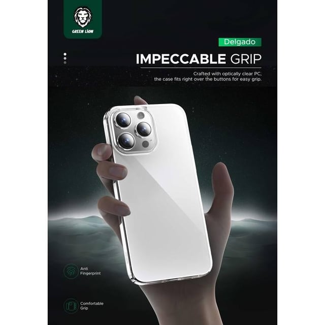 غلاف ايفون 15 برو ماكس شفاف جرين ليون Green Lion Delgado PC Case for iPhone 15 Pro Max
