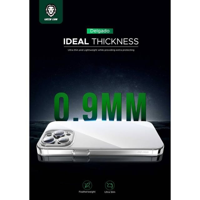 غلاف ايفون 15 برو ماكس شفاف جرين ليون Green Lion Delgado PC Case for iPhone 15 Pro Max