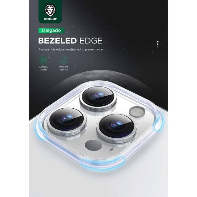 غلاف ايفون 15 برو ماكس شفاف جرين ليون Green Lion Delgado PC Case for iPhone 15 Pro Max