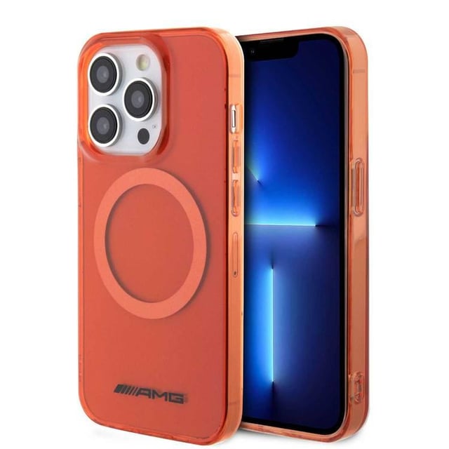 غلاف ايفون 15 برو ماكس برتقالي ماغ سيف اي ام جي AMG Magsafe Transparent Case for iPhone 15 Pro Max