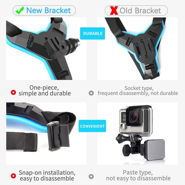 O Ozone Full Face Helmet Chin Camera Mount Strap Mount for GoPro Hero 11/10/9/8/7/6/5 Black,DJI Osmo Action 3/2,Insta360 ONE R,AKASO/Campark/YI and More Motorcycle Strap Mount Accessories -Orange