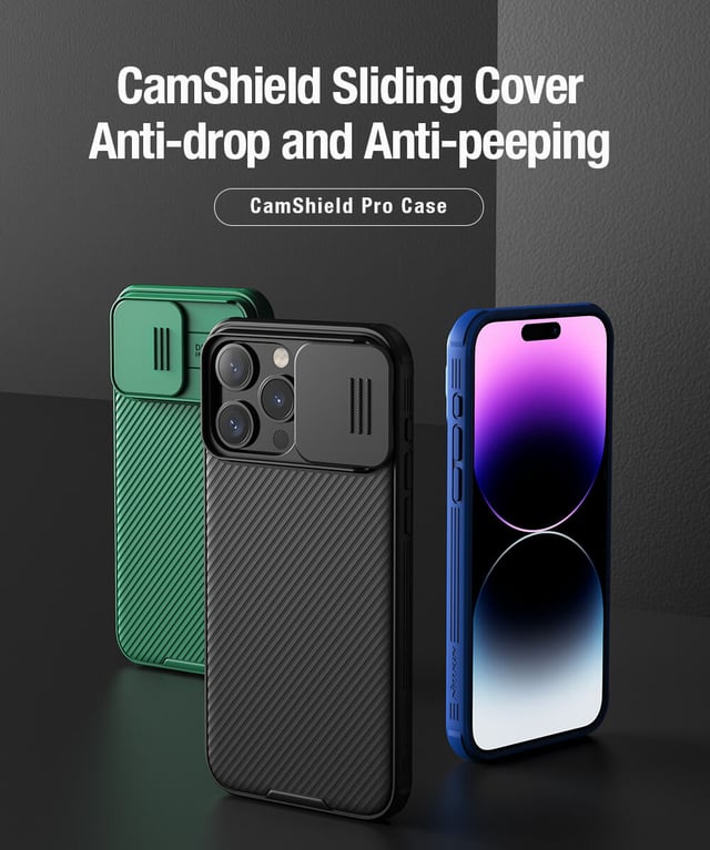 Nillkin Camshield Pro Cover for iPhone 15 Pro Case with Sliding Camera Cover [Upgraded Lens Protection] [Hard PC+TPU Bumper], Slim Shockproof Protective Phone Case - Green