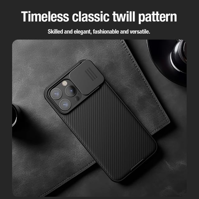 كفر ايفون 15 برو ماغ سيف أسود مع غطاء كاميرا بولي كربونات نيلكين Nillkin Magnetic Case for iPhone 15 Pro Case, Compatible with MagSafe, Sliding Camera Cover