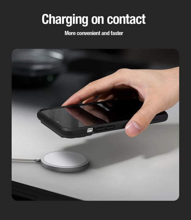 كفر ايفون 15 برو ماغ سيف أسود مع غطاء كاميرا بولي كربونات نيلكين Nillkin Magnetic Case for iPhone 15 Pro Case, Compatible with MagSafe, Sliding Camera Cover