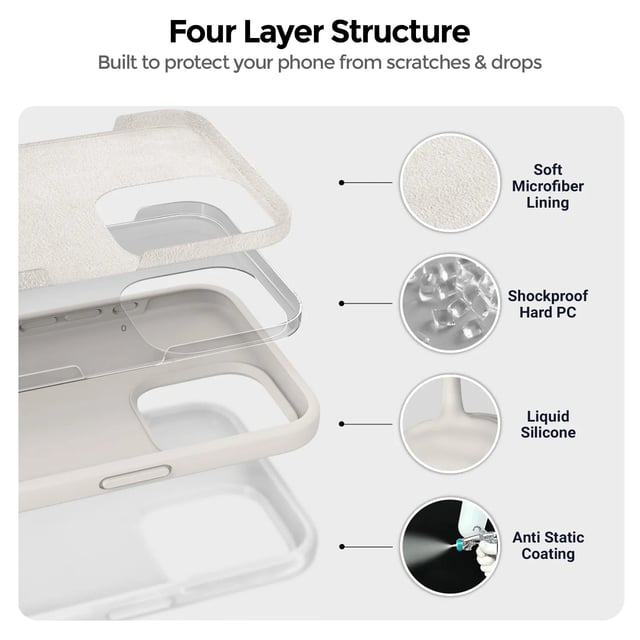 O Ozone Compatible with iPhone 15 Pro Case, Liquid Silicone Case With Soft Microfiber Lining [Full Covered Camera] Shockproof Phone Case Cover for iPhone 15 Pro - Dark Green