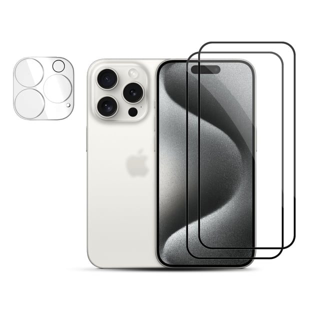 O Ozone [ 2 Pack ] Screen Protector for iPhone 15 Pro Max With Camera Lens Protector , 9H Hardness Scratch Resistant Full Coverage Screen Guard HD Ultra-thin Tempered Glass Screen Guard