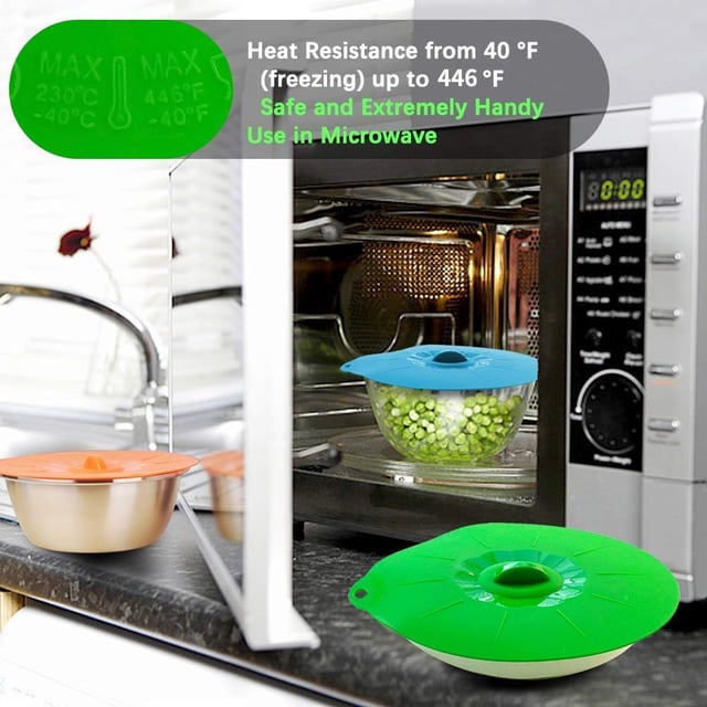غطاء سيليكون للأطباق 5 قطع مقاومة للحرارة او اوزون O Ozone Reusable Silicone Suction Lids Heat Resistant Microwave Cover for Food Covers Lids for Cups
