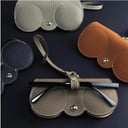 O Ozone Portable Soft Leather Sunglasses Bag, Slim Travel Sunglasses Pouch, Outdoor Carrying Organizer Eyeglass Bags with Wrist Strap, Reading Glasses Case for Men Women-Grey