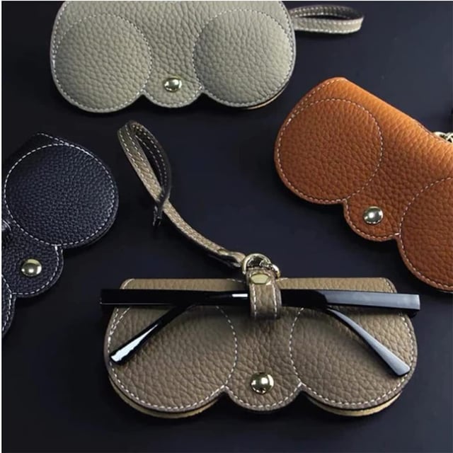 O Ozone Portable Soft Leather Sunglasses Bag, Slim Travel Sunglasses Pouch, Outdoor Carrying Organizer Eyeglass Bags with Wrist Strap, Reading Glasses Case for Men Women-Grey