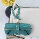 O Ozone Portable Soft Leather Sunglasses Bag, Slim Travel Sunglasses Pouch, Outdoor Carrying Organizer Eyeglass Bags with Wrist Strap, Reading Glasses Case for Men Women-Grey