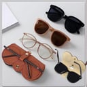 O Ozone Portable Soft Leather Sunglasses Bag, Slim Travel Sunglasses Pouch, Outdoor Carrying Organizer Eyeglass Bags with Wrist Strap, Reading Glasses Case for Men Women-Grey