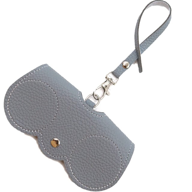 O Ozone Portable Soft Leather Sunglasses Bag, Slim Travel Sunglasses Pouch, Outdoor Carrying Organizer Eyeglass Bags with Wrist Strap, Reading Glasses Case for Men Women-Grey