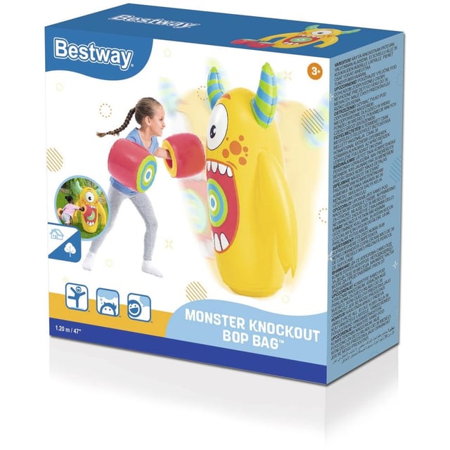 كيس ملاكمة للأطفال قابل للنفخ مع قفازات ملاكمة 1.2 متر بيست واي Bestway Bop Bags Monster