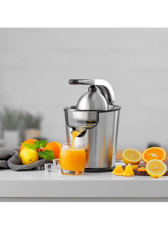 عصارة البرتقال ستانلس ستيل 300 واط فضي جيباس Geepas Stainless Steel Citrus Juicer With Aluminum Die Casting Handle 300.0 W