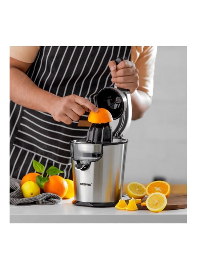 عصارة البرتقال ستانلس ستيل 300 واط فضي جيباس Geepas Stainless Steel Citrus Juicer With Aluminum Die Casting Handle 300.0 W