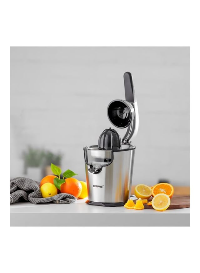 عصارة البرتقال ستانلس ستيل 300 واط فضي جيباس Geepas Stainless Steel Citrus Juicer With Aluminum Die Casting Handle 300.0 W