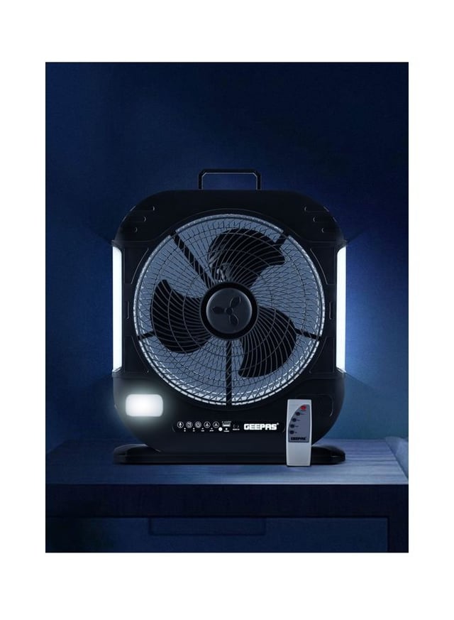 مروحة أرضية 12 انش 3 شفرات 40 واط قابلة لإعادة الشحن جيباس Geepas 12" Rechargeable Fan With Remote Control With Led Light Function