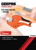 مقص مواسير بلاستيك خفيف الوزن من جيباس لون برتقالي Geepas Pvc Pipe Cutter