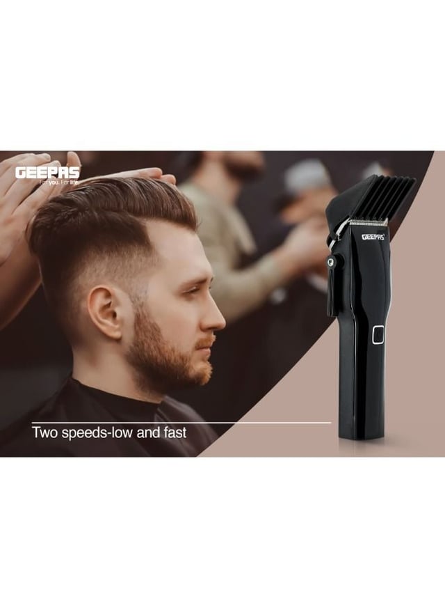 Geepas Digital Professional Hair Clipper, Trimmer 8 Combs Men Beard Mustache Edger With Led Display, Rechargeable Haircut Kit, Steel Blade