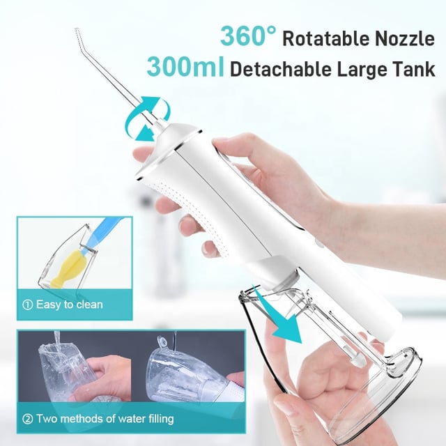 جهاز خيط الاسنان المائي محمول 2000 مللي أمبير 300 مللي Portable Oral Irrigator Water Flosser