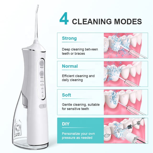 جهاز خيط الاسنان المائي محمول 2000 مللي أمبير 300 مللي Portable Oral Irrigator Water Flosser