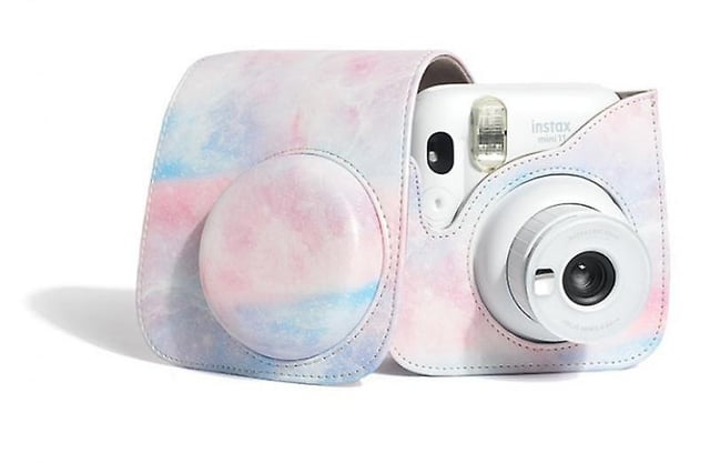 كفر حماية كاميرا فيوجي فيلم انستاكس ميني 12 / 11 أوزون وردي وأزرق O Ozone PU Leather Camera Case Compatible with Fujifilm Instax Mini 11 12 Instant Camera