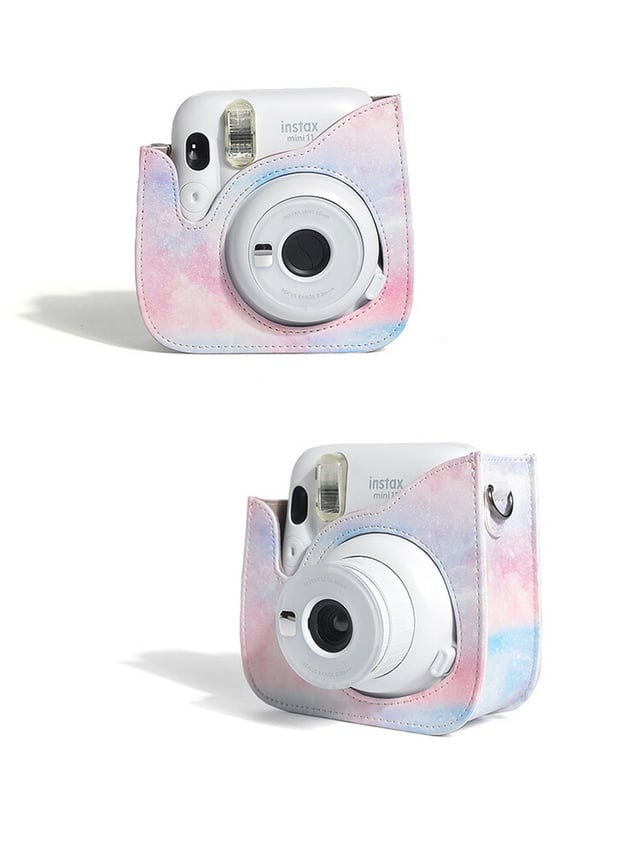 كفر حماية كاميرا فيوجي فيلم انستاكس ميني 12 / 11 أوزون وردي وأزرق O Ozone PU Leather Camera Case Compatible with Fujifilm Instax Mini 11 12 Instant Camera