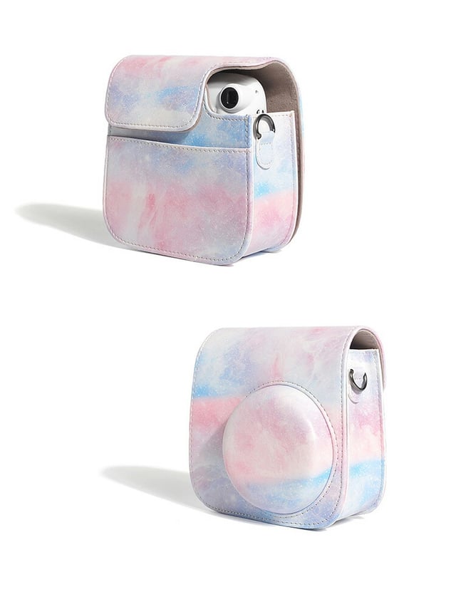كفر حماية كاميرا فيوجي فيلم انستاكس ميني 12 / 11 أوزون وردي وأزرق O Ozone PU Leather Camera Case Compatible with Fujifilm Instax Mini 11 12 Instant Camera