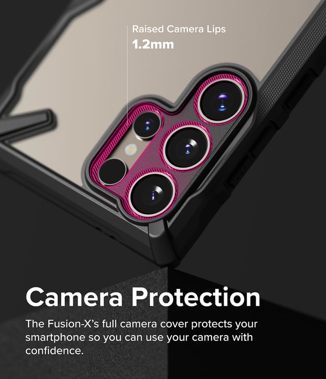 Ringke Fusion-X Compatible with Samsung Galaxy S24 Ultra 5G Case (2024), Clear Hard Back Cover Shockproof Protective Bumper Phone Cover for S24 Ultra - Black