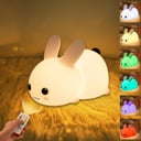O Ozone Bunny Night Light for Kids Bedroom, Cute Rabbit Lamp Baby Nursery Nightlight 9 Colors Changing Soft Silicone LED Lights with Remote Control, Portable Night Light for Bedroom