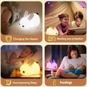 O Ozone Bunny Night Light for Kids Bedroom, Cute Rabbit Lamp Baby Nursery Nightlight 9 Colors Changing Soft Silicone LED Lights with Remote Control, Portable Night Light for Bedroom