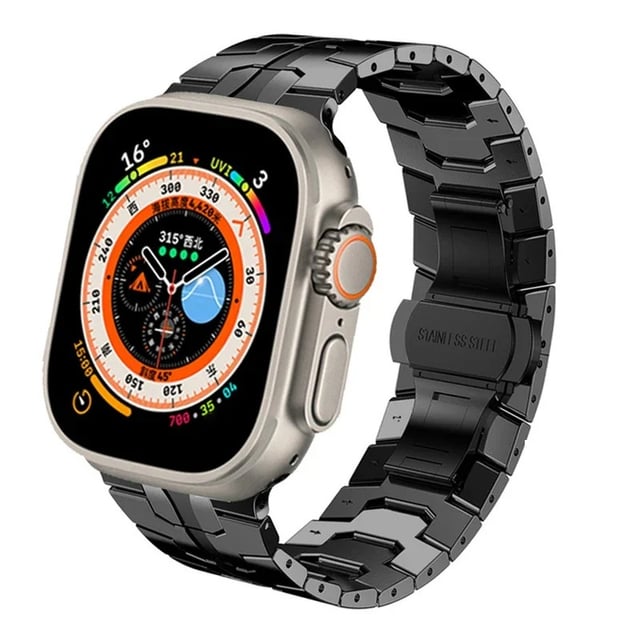 سير ساعة ابل تيتانيوم متوافق مع ابل ووتش الترا 2 أسود او اوزون O Ozone Titanium Metal Watch Band Strap Compatible with Apple Watch Ultra 2 Band