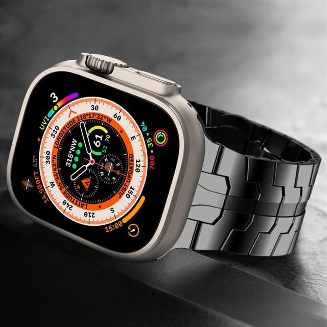 سير ساعة ابل تيتانيوم متوافق مع ابل ووتش الترا 2 أسود او اوزون O Ozone Titanium Metal Watch Band Strap Compatible with Apple Watch Ultra 2 Band