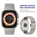 O Ozone Titanium Band Compatible with Apple Watch Ultra 2 Band 49mm 45mm 44mm 42mm, Stainless Steel Metal Wristband with Butterfly Buckle for iWatch Ultra, Series 9 8 7 6 5 4 3 2 1 SE Men and Women - Titanium