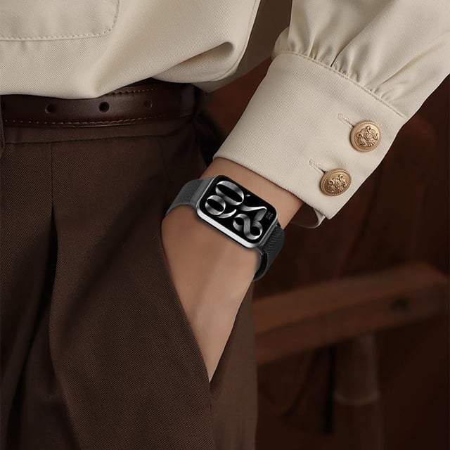 O Ozone Milanese Loop Strap for Xiaomi Mi Smart Band 8 Pro- Stainless Steel Magnetic Adjustable Mesh Metal Watch Bands, Smart Replacement Wristbands for Men and Women- Black