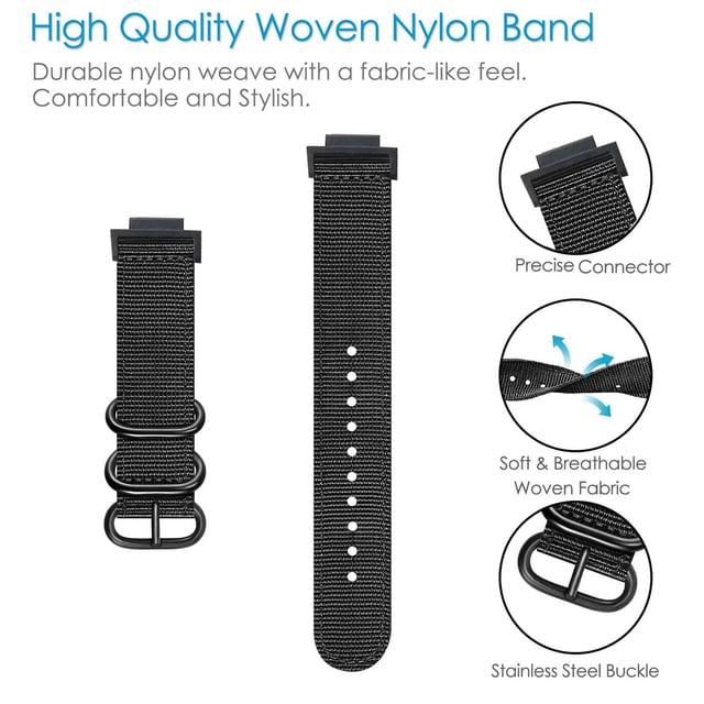 سوار ساعة شاومي سمارت باند 8 برو نايلون منسوج أسود او اوزون O Ozone Woven Nylon Strap Compatible With Xiaomi Smart Band 8 Pro
