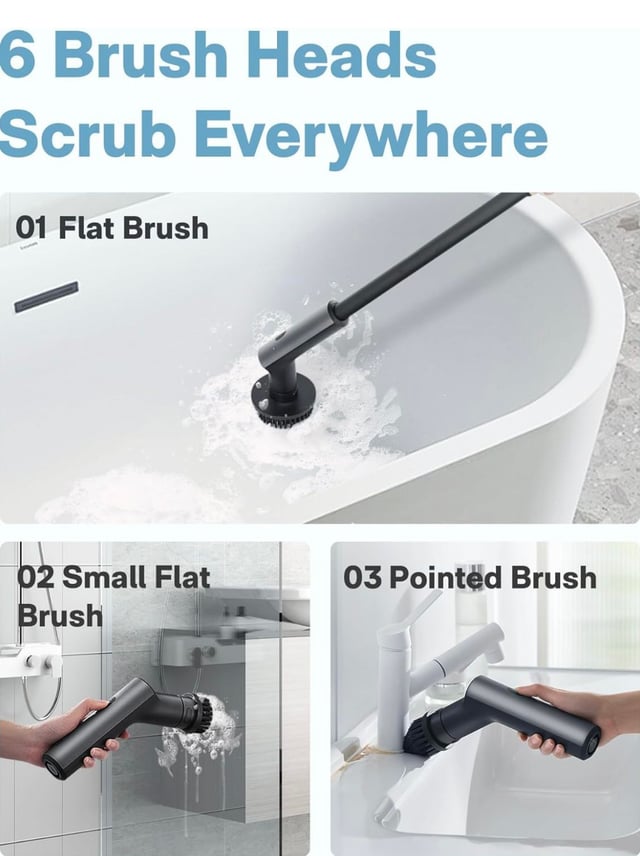 فرشاة تنظيف كهربائية دوارة هوتو للمطبخ والأرضيات 4000 مللي أمبير Hoto Electric Spin Scrubber