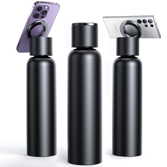 مطارة ماء حار وبارد تكتك 750 مللي مع ستاند جوال مدمج Taktik Thermal Bottle With Magnetic Phone Holder