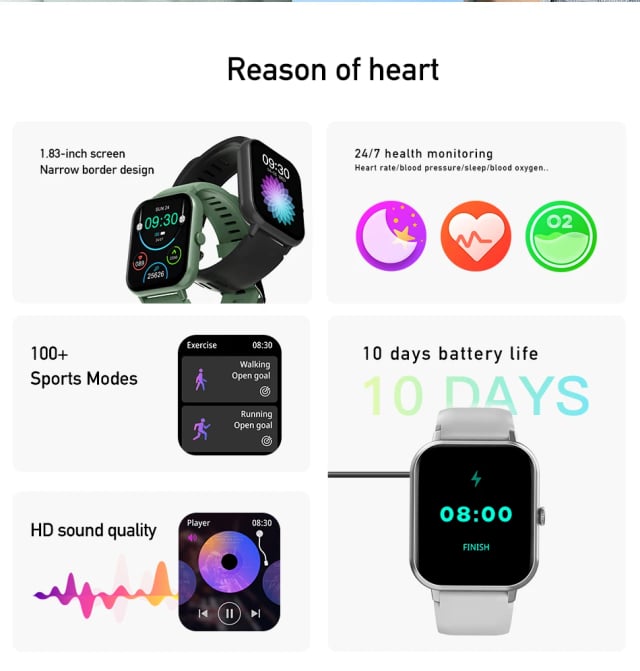 Awei H25 Multifunctional Smart Watch Men Women Bluetooth Connected Phone Call Fitness Sports Bracelet Body Health Monitoring -black