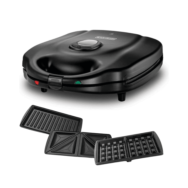 Black+Decker 1400w 2-In-1 4 Slice Sandwich Maker & Grill With Interchangeable Plate