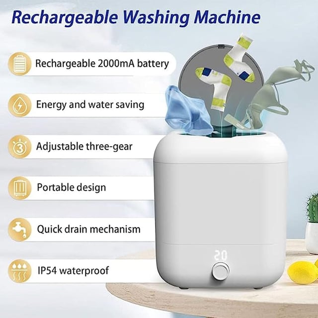 غسالة ملابس صغيره لاسلكية 5 لتر 2000 مللي أمبير Mini Portable Washing Machine