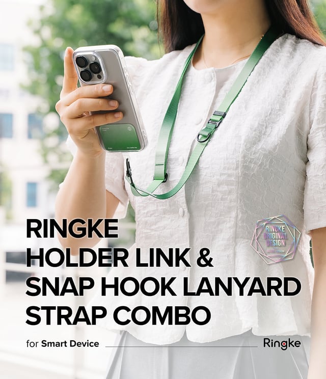 Ringke Holder Link & Snap Hook Lanyard Strap Designed for Universal iPhone/Galaxy/Android Cell Phone Case, Digital Camera, DSLR, Tablet, Keys, ID - Forest
